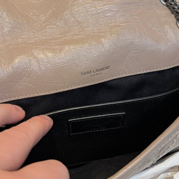 Saint Laurent Taupe Vintage Leather Niki Baby Monogram Chain Bag - Picture 12 of 16